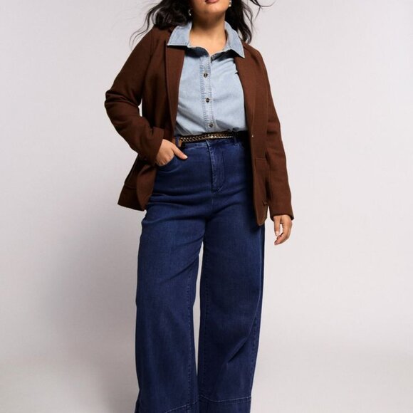 Carrie Super High Waisted Wide Leg Jeans - Dark Indigo - Picture 1 of 4